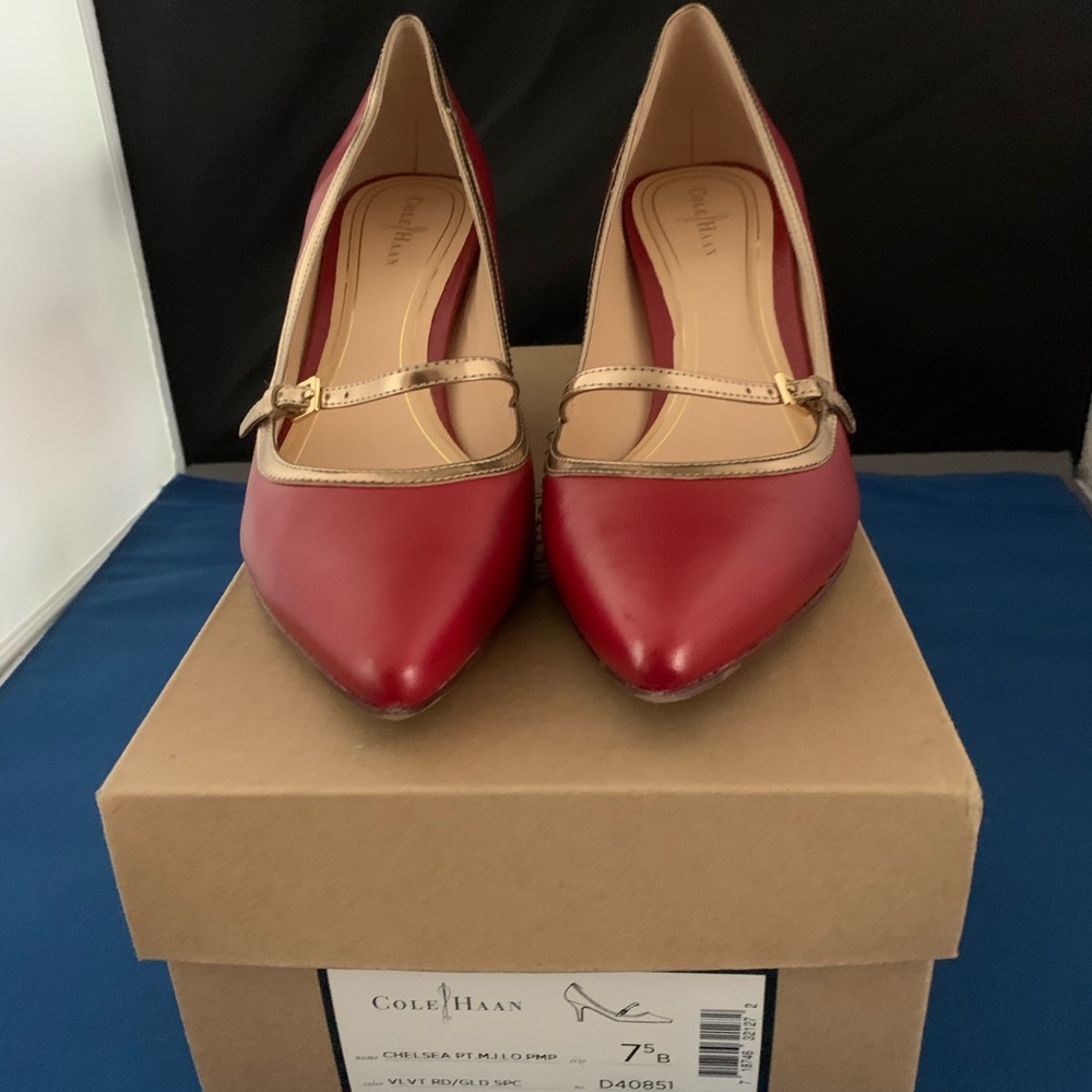 Cole Haan, Chelsea PT.MJ.LO.Pump ,Maria Sharapova VLVT Red/Gold SPC